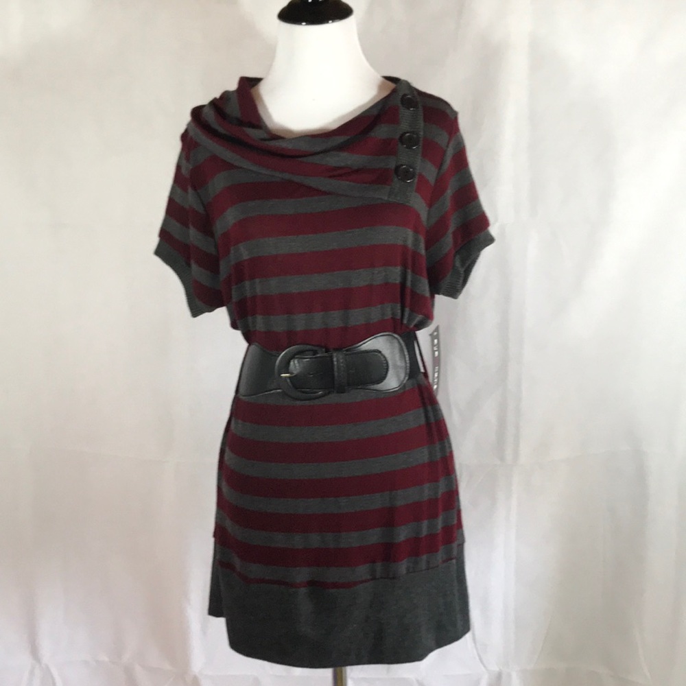 Plus Size top belt knit crop dress/long shirt NWT